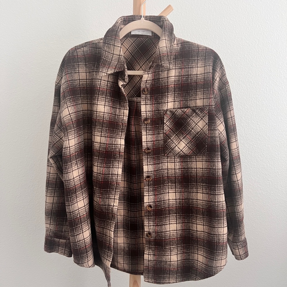 Oversized plaid cotton shirt